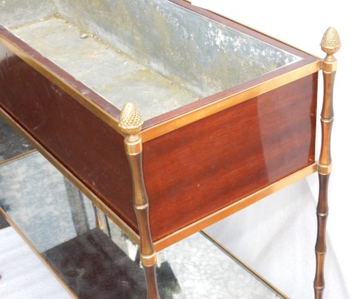 1950/70 Jardiniére Maison Baguès Gilt Bronze Bamboo, Mahogany And Zinc Tray - Image 10