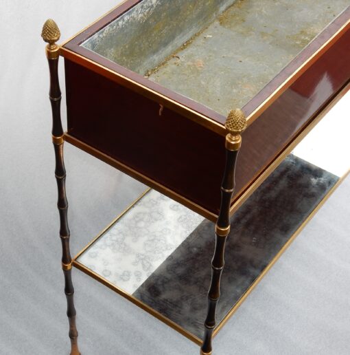 1950/70 Jardiniére Maison Baguès Gilt Bronze Bamboo, Mahogany And Zinc Tray - Image 8