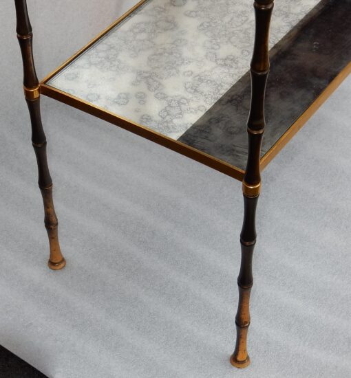 1950/70 Jardiniére Maison Baguès Gilt Bronze Bamboo, Mahogany And Zinc Tray - Image 7