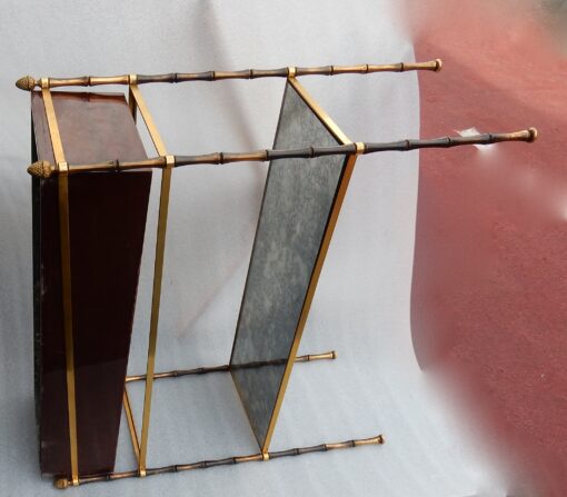 1950/70 Jardiniére Maison Baguès Gilt Bronze Bamboo, Mahogany And Zinc Tray - Image 4