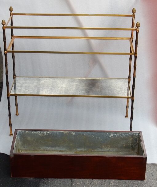 1950/70 Jardiniére Maison Baguès Gilt Bronze Bamboo, Mahogany And Zinc Tray - Image 3