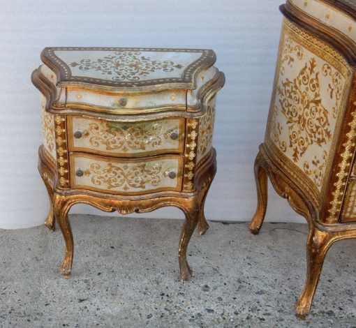 1950/70 ′ Commode Crossbow And Pair Of Bedside Tables 3 Drawers Golden Wood In The Style Of Italian Renaissance 124 X 49 X H 91 cm - Image 17