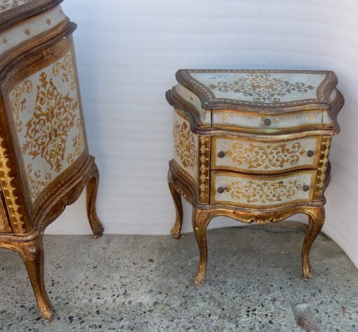 1950/70 ′ Commode Crossbow And Pair Of Bedside Tables 3 Drawers Golden Wood In The Style Of Italian Renaissance 124 X 49 X H 91 cm - Image 11
