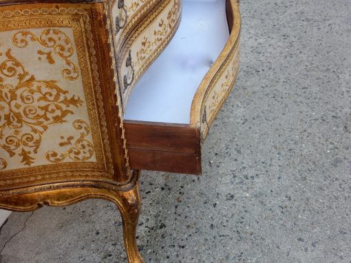1950/70 ′ Commode Crossbow And Pair Of Bedside Tables 3 Drawers Golden Wood In The Style Of Italian Renaissance 124 X 49 X H 91 cm - Image 6