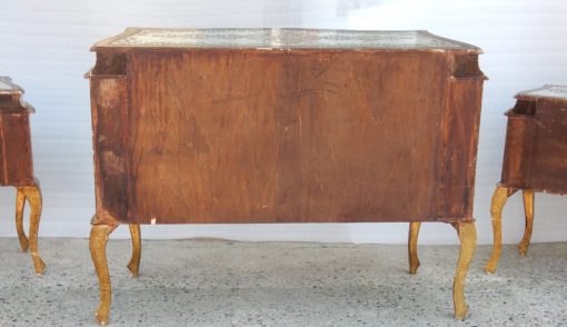 1950/70 ′ Commode Crossbow And Pair Of Bedside Tables 3 Drawers Golden Wood In The Style Of Italian Renaissance 124 X 49 X H 91 cm - Image 4