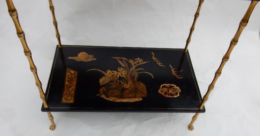 1950′ Table Maison Baguès Décor Bambou en Bronze Doré Avec Plateaux Laque de Chine 60 X 36 H 63 (réservé) – Image 9