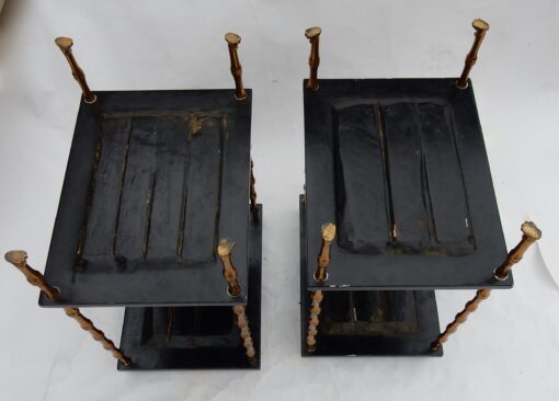 1950 ' Pair of Tables Maison Bagués Bronze Style Bamboo Golden With Trays Lacquers of China 40 X 30 X H 58 - Image 13