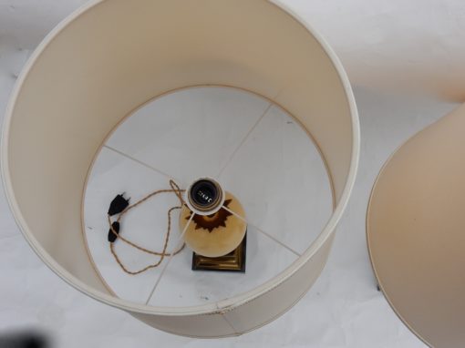 1950/70 Paire de Lampes en Marbre Noir et Oeuf d'Autruche Maison Jansen – Image 8