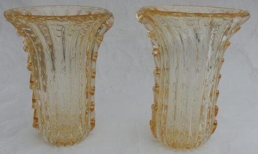 1970 ‘Pair of Vases Or Similar Murano Crystal  and Gold Signed Murano Toso H 36 cm