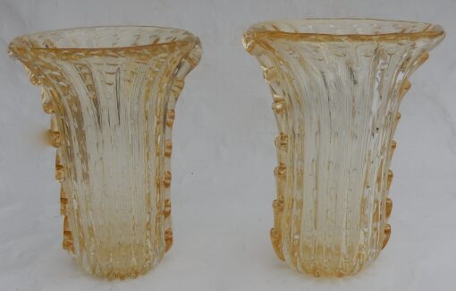 1970 ‘Pair of Vases Or Similar Murano Crystal  and Gold Signed Murano Toso H 36 cm - Image 9