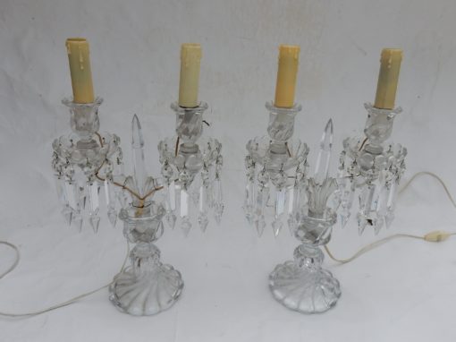 1950 'Pair of Electrified Baccarat Candlesticks Tors Model, Signed Baccarat Stamp - Image 12