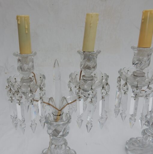 1950 'Pair of Electrified Baccarat Candlesticks Tors Model, Signed Baccarat Stamp - Image 10