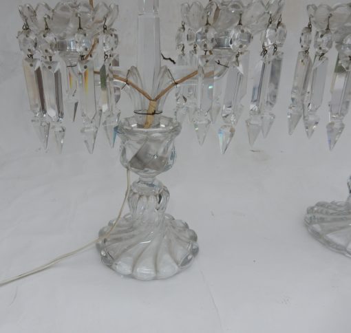 1950 'Pair of Electrified Baccarat Candlesticks Tors Model, Signed Baccarat Stamp - Image 9