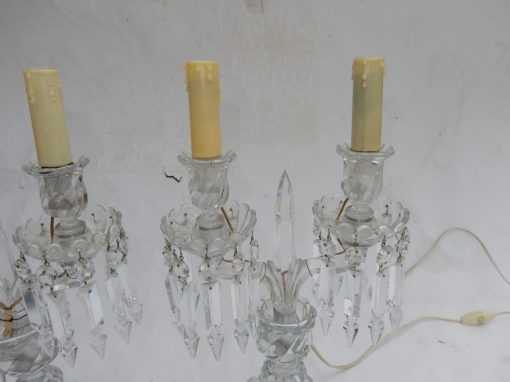 1950 'Pair of Electrified Baccarat Candlesticks Tors Model, Signed Baccarat Stamp - Image 7