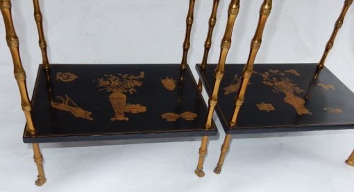 1950 ' Pair of Tables Maison Bagués Bronze Style Bamboo Golden With Trays Lacquers of China 40 X 30 X H 58 - Image 10
