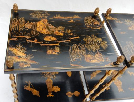 1950 ' Pair of Tables Maison Bagués Bronze Style Bamboo Golden With Trays Lacquers of China 40 X 30 X H 58 - Image 8