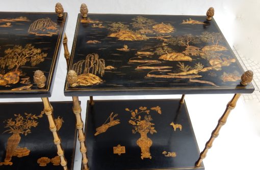 1950 ' Pair of Tables Maison Bagués Bronze Style Bamboo Golden With Trays Lacquers of China 40 X 30 X H 58 - Image 7
