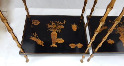 1950 ' Pair of Tables Maison Bagués Bronze Style Bamboo Golden With Trays Lacquers of China 40 X 30 X H 58 - Image 5