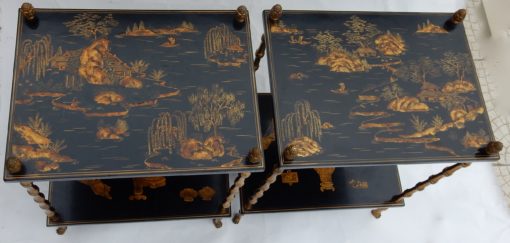 1950 ' Pair of Tables Maison Bagués Bronze Style Bamboo Golden With Trays Lacquers of China 40 X 30 X H 58 - Image 3