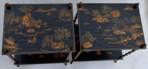 1950 ' Pair of Tables Maison Bagués Bronze Style Bamboo Golden With Trays Lacquers of China 40 X 30 X H 58 - Image 2