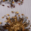 1970′Paire De  Plafonniers ou Appliques à Décor de Fleurs et Feuilles en Métal Doré Et Verre Coloré  Orange Maison Baguès Ou Banci – Image 6