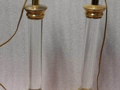 1970 'Pair Of Lamps In Altuglass And Golden Brass