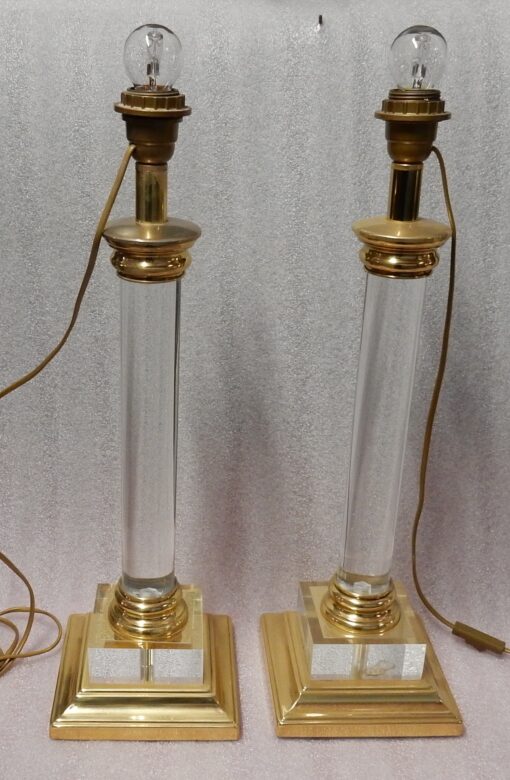1970 'Pair Of Lamps In Altuglass And Golden Brass