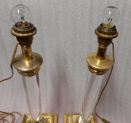 1970 'Pair Of Lamps In Altuglass And Golden Brass - Image 7