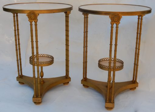 1970 'Paire de Guéridons Français Style Adam Weisweiler Signé JANSEN