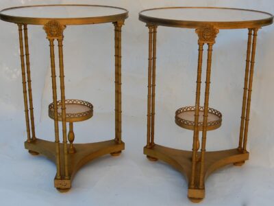 1970 'Paire de Guéridons Français Style Adam Weisweiler Signé JANSEN