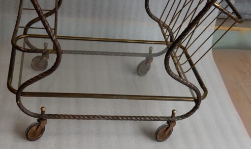 1950′ Bar Roulant en Bronze et Laiton Doré Maison Baguès Décor Art Nouveau – Image 15