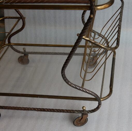 1950′ Bar Roulant en Bronze et Laiton Doré Maison Baguès Décor Art Nouveau – Image 12