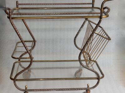 1970 ‘Rolling Bar in Bronze and Gilt Brass Maison Bagués Decor Art Nouveau