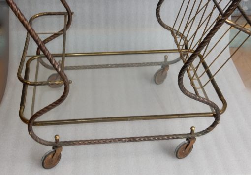 1950′ Bar Roulant en Bronze et Laiton Doré Maison Baguès Décor Art Nouveau – Image 9