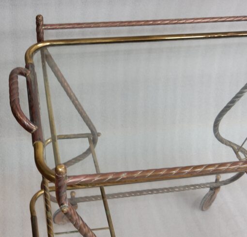 1950′ Bar Roulant en Bronze et Laiton Doré Maison Baguès Décor Art Nouveau – Image 8