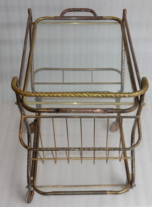 1950′ Bar Roulant en Bronze et Laiton Doré Maison Baguès Décor Art Nouveau – Image 6