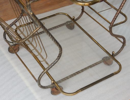 1950′ Bar Roulant en Bronze et Laiton Doré Maison Baguès Décor Art Nouveau – Image 3