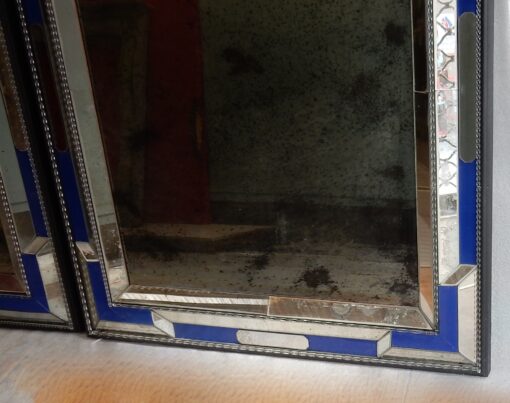 1970/80 Pair Of Louis 14 Style Venice Mirrors With Blue Glass Ornaments 112 X 95 cm - Image 8