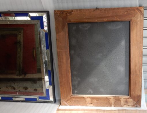 1970/80 Pair Of Louis 14 Style Venice Mirrors With Blue Glass Ornaments 112 X 95 cm - Image 16