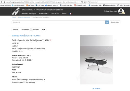 1951' Mathieu Matégot Table Petit Déjeuner Fer Perforé – Image 11