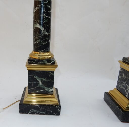 1950/70 Pair Of in Taste of Maison Jansen Lamps, Brass and Sea Green Marble - Image 14
