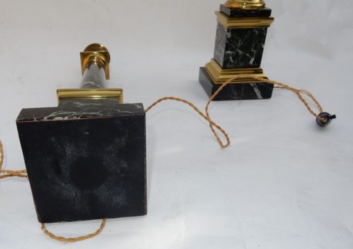 1950/70 Pair Of in Taste of Maison Jansen Lamps, Brass and Sea Green Marble - Image 11