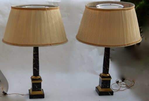 1950/70 Pair Of in Taste of Maison Jansen Lamps, Brass and Sea Green Marble - Image 8