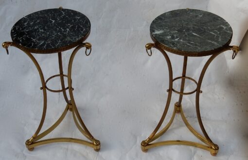 1950/70 Pair Of in Taste of Maison Jansen Lamps, Brass and Sea Green Marble - Image 7