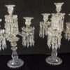 1950 ′ Pair of Candlesticks 3 Branches Beaded Sockets And Signed In Relief BACCARAT