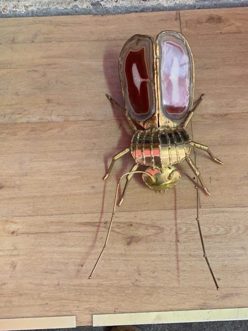1970' Gilded Bronze Wall Lamp Cicada Style Duval Brasseur Enlightening 22 X 48 cm - Image 12