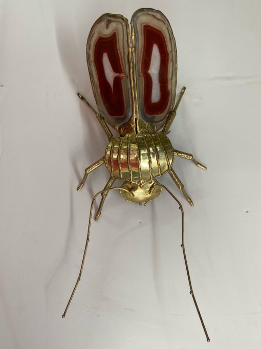 1970' Gilded Bronze Wall Lamp Cicada Style Duval Brasseur Enlightening 22 X 48 cm - Image 11