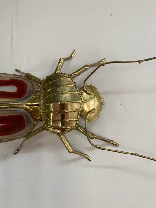 1970' Gilded Bronze Wall Lamp Cicada Style Duval Brasseur Enlightening 22 X 48 cm - Image 10