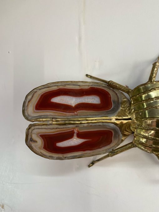 1970' Gilded Bronze Wall Lamp Cicada Style Duval Brasseur Enlightening 22 X 48 cm - Image 9