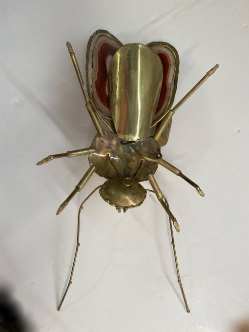 1970' Gilded Bronze Wall Lamp Cicada Style Duval Brasseur Enlightening 22 X 48 cm - Image 8